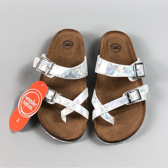 silver footbed sandals